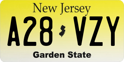 NJ license plate A28VZY