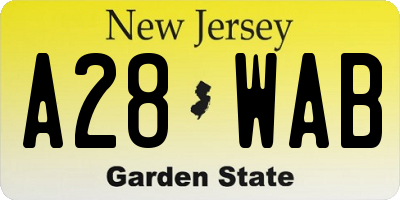 NJ license plate A28WAB