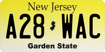 NJ license plate A28WAC
