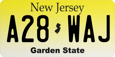 NJ license plate A28WAJ