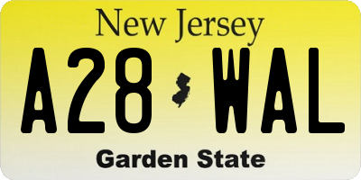 NJ license plate A28WAL