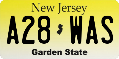 NJ license plate A28WAS