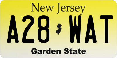 NJ license plate A28WAT