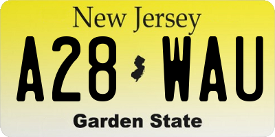NJ license plate A28WAU