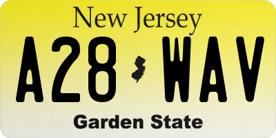 NJ license plate A28WAV