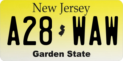 NJ license plate A28WAW