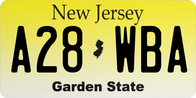 NJ license plate A28WBA