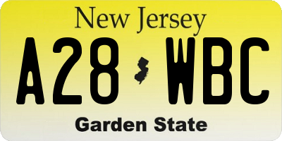 NJ license plate A28WBC