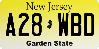NJ license plate A28WBD