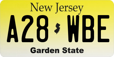 NJ license plate A28WBE