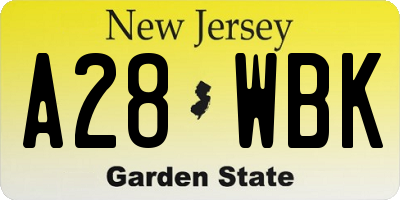 NJ license plate A28WBK