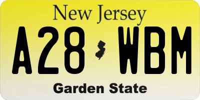 NJ license plate A28WBM
