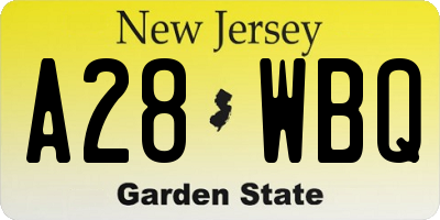 NJ license plate A28WBQ