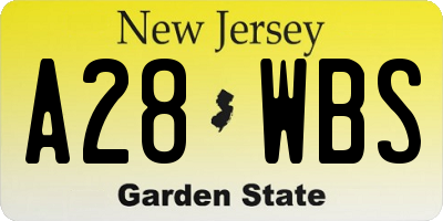 NJ license plate A28WBS