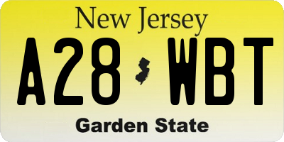 NJ license plate A28WBT