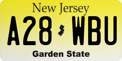 NJ license plate A28WBU