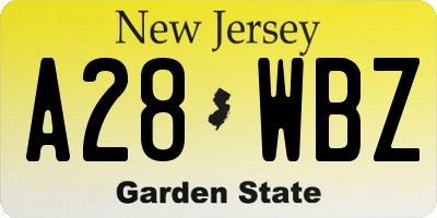 NJ license plate A28WBZ