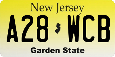 NJ license plate A28WCB