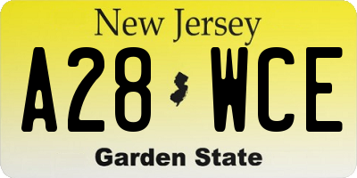 NJ license plate A28WCE