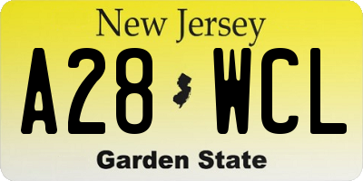 NJ license plate A28WCL
