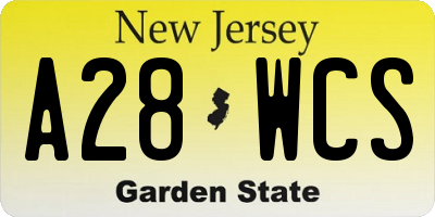 NJ license plate A28WCS