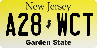 NJ license plate A28WCT