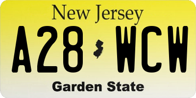 NJ license plate A28WCW