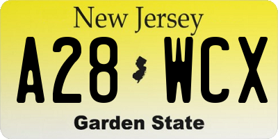 NJ license plate A28WCX