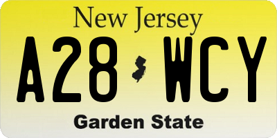NJ license plate A28WCY