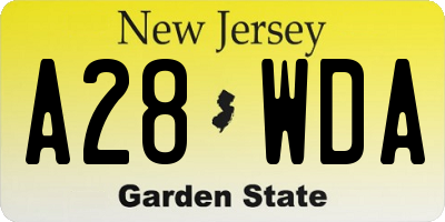 NJ license plate A28WDA