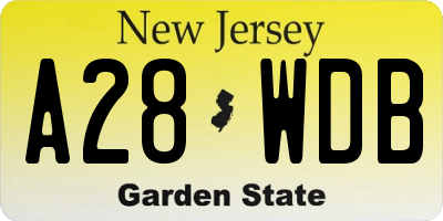 NJ license plate A28WDB