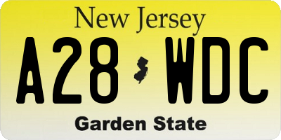 NJ license plate A28WDC