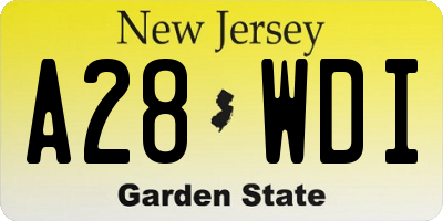 NJ license plate A28WDI