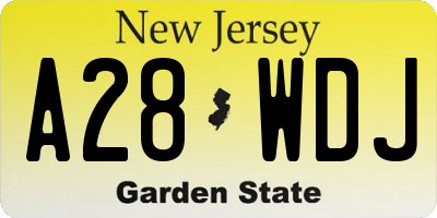 NJ license plate A28WDJ