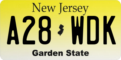 NJ license plate A28WDK