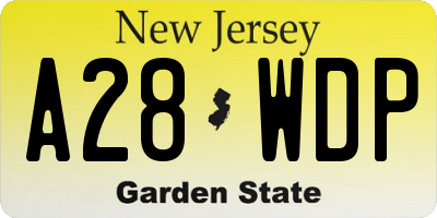 NJ license plate A28WDP