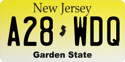 NJ license plate A28WDQ
