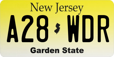 NJ license plate A28WDR
