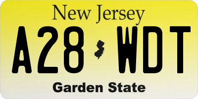 NJ license plate A28WDT