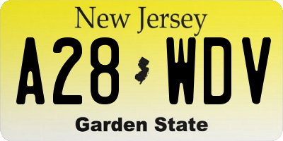 NJ license plate A28WDV