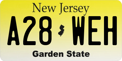 NJ license plate A28WEH