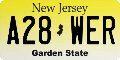 NJ license plate A28WER
