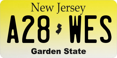 NJ license plate A28WES