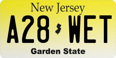 NJ license plate A28WET