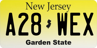 NJ license plate A28WEX