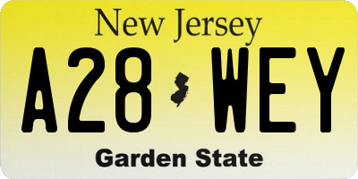 NJ license plate A28WEY