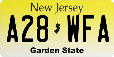 NJ license plate A28WFA