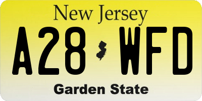 NJ license plate A28WFD