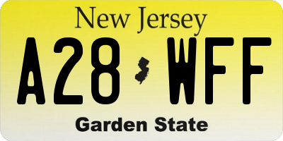 NJ license plate A28WFF