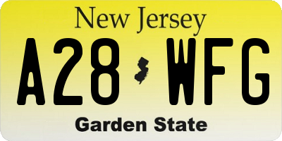 NJ license plate A28WFG